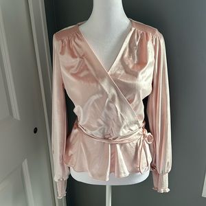 WHBM Velvet Surplice Top